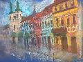 Marosvásárhely_főtér részlet, pasztell, 50x70 cm, 75000 Ft.